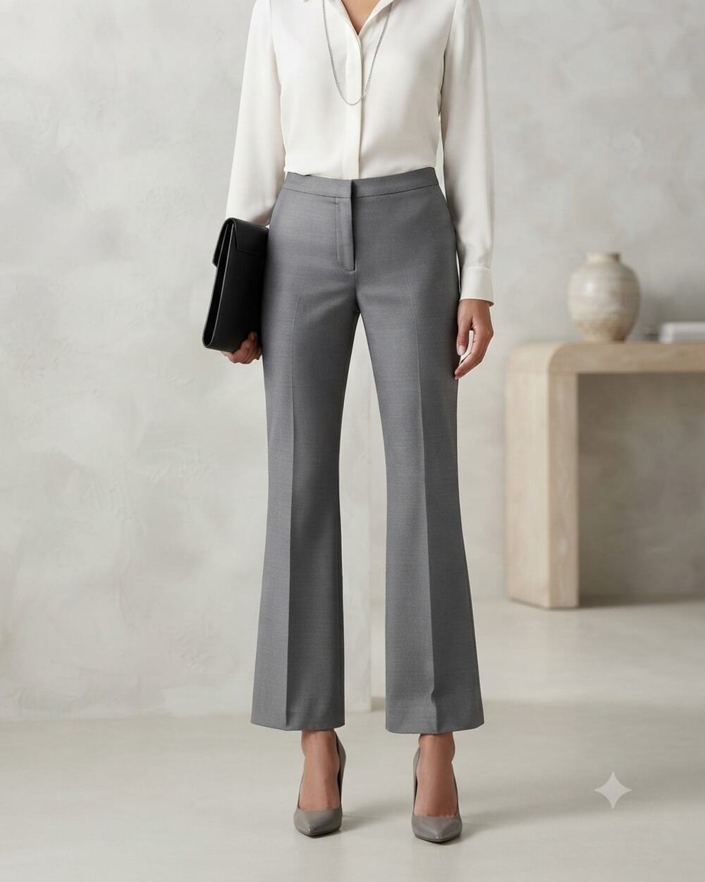 Alex Marie Classic Flat Front No Pockets Gray dress slacks Pants Career 2 Petite
